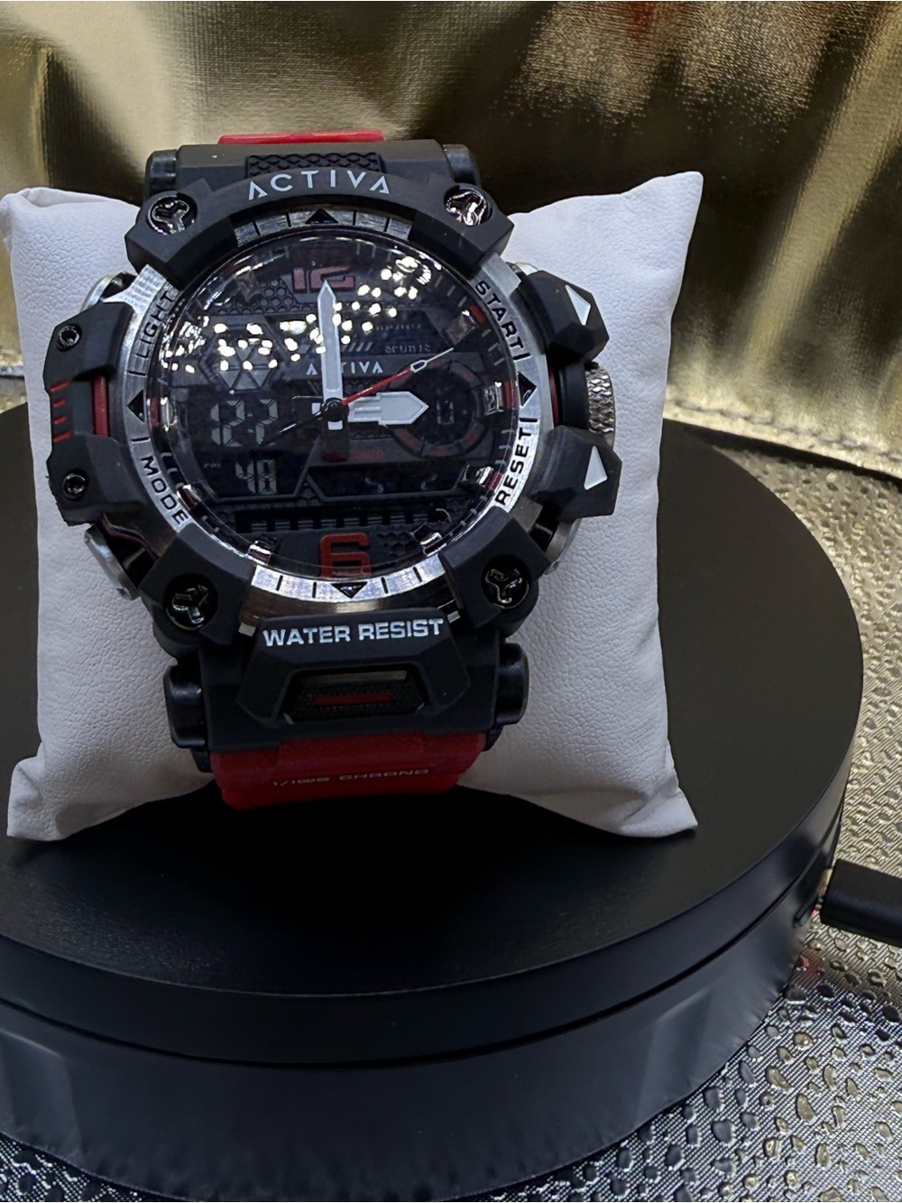 Activa Men's Black and Red Sports Watch - Water Resistant